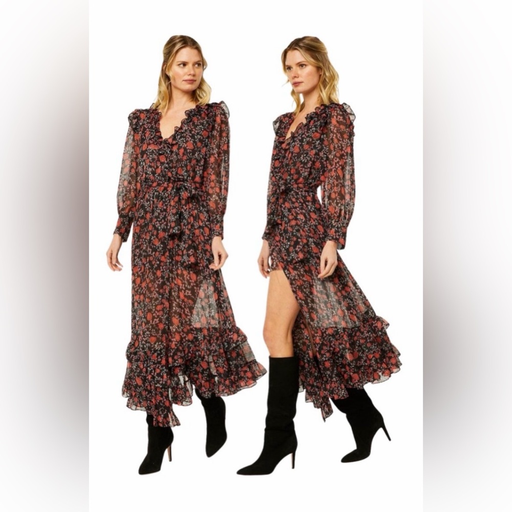 Misa Los Angeles Gabriela Dress Carnellian Blooms Floral Black Size S